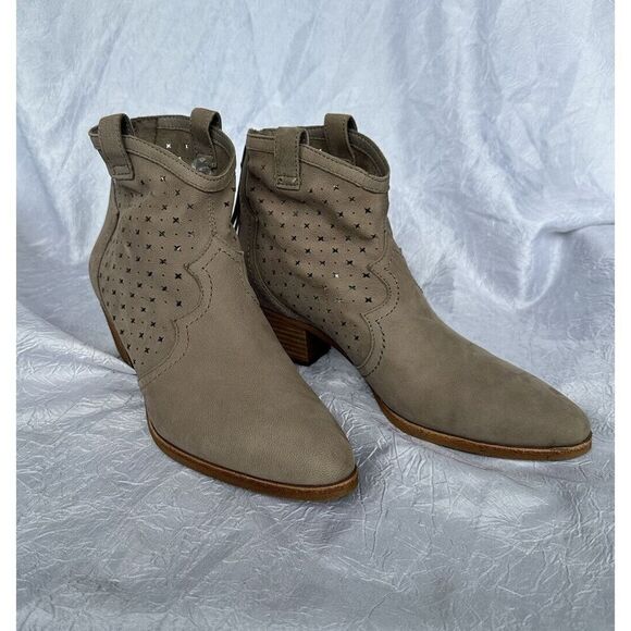 Size 8 Sam Edelman Reynolds Leather Ankle Booties Boots Tan Putty Color Western - Picture 2 of 9